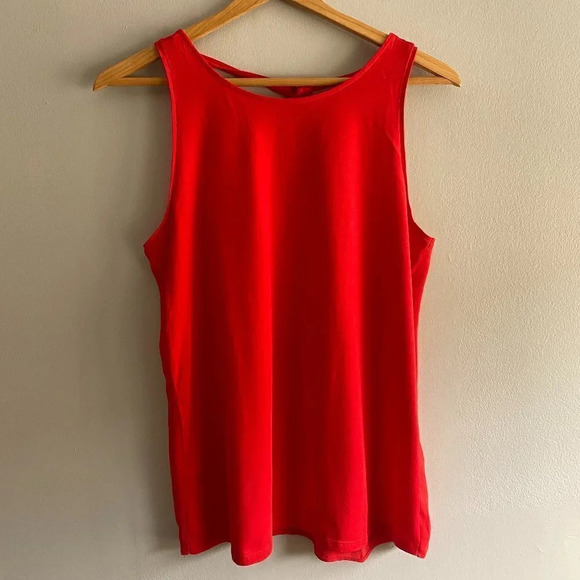 Loft Mixed Media Red Tie Back Tank Top Small Petite - Picture 6 of 10